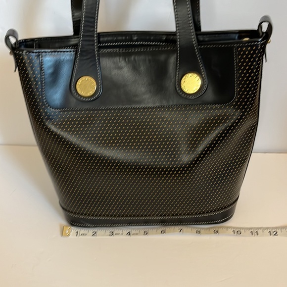 Dooney & Bourke Vintage Cabriolet Black Perforated Leather Top Zip Tote Bag - Picture 5 of 14